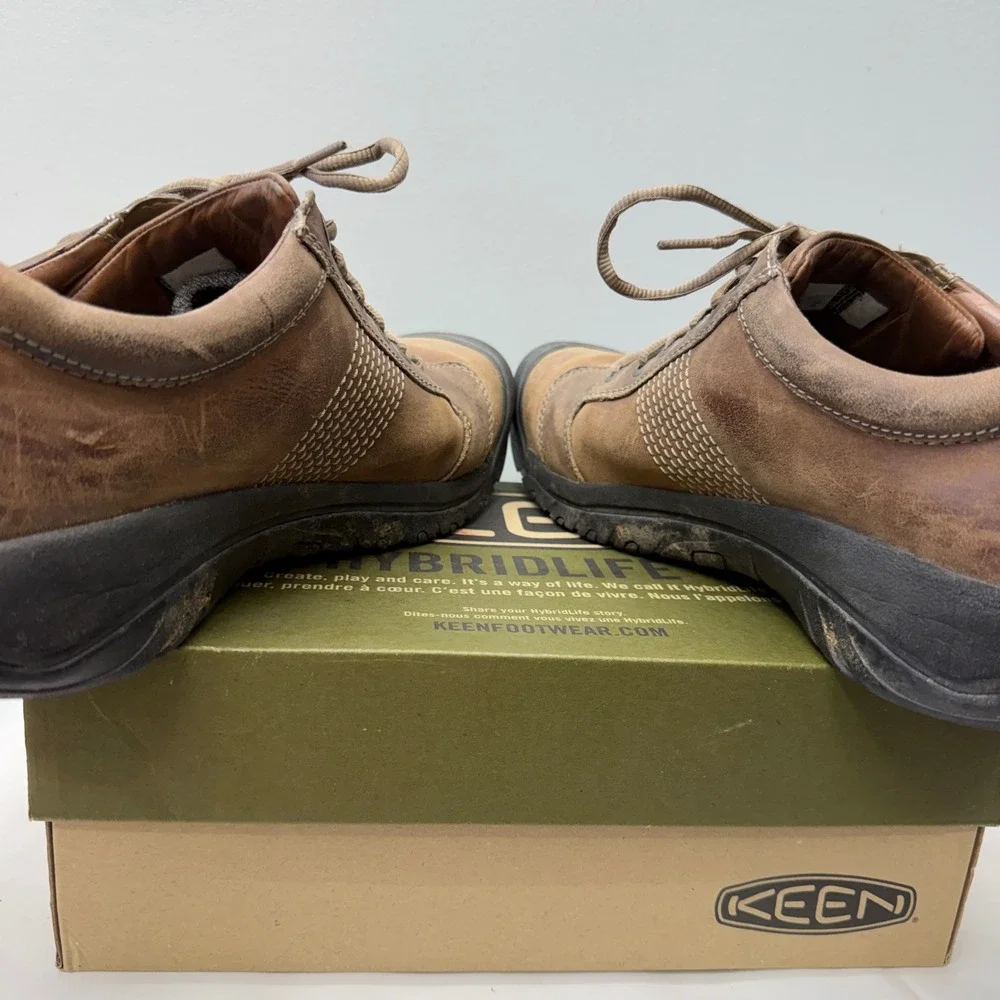 Keen Austin Mens 15 Brown Leather Lace Up Shoes Low Top Oxford Sneakers